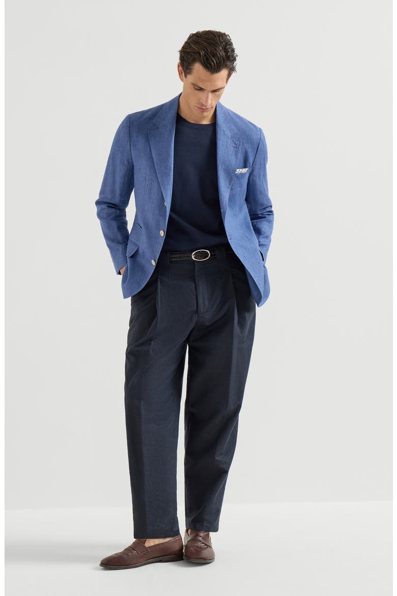 Linen unconstructed blazer, Alternate, color, Denim