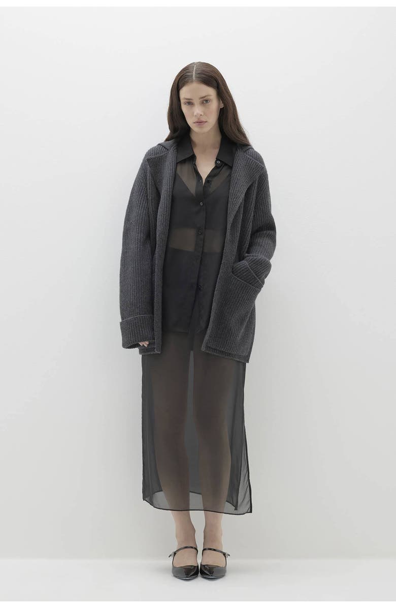 NAKED CASHMERE Zena Ribbed Cashmere Cardigan, Main, color, Charcoal