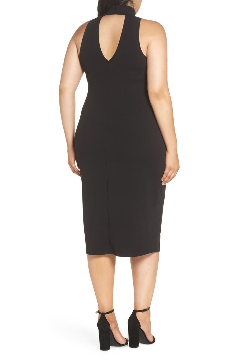 Mock Neck Body-Con Dress, Alternate, color, BLACK