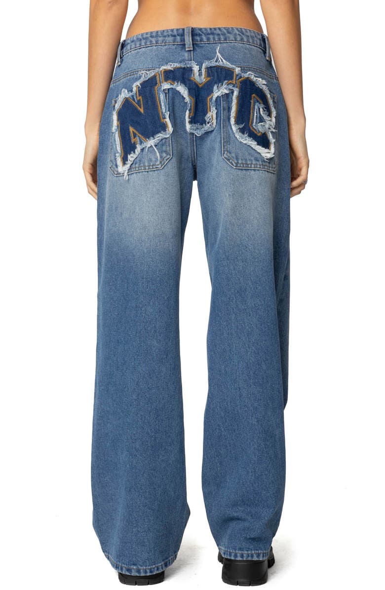 EDIKTED NYC Washed Low Rise Wide Leg Jeans, Alternate, color, Blue-Washed
