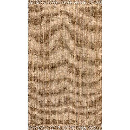 Jonathan Y Pata Hand Woven Chunky Jute With Fringe Area Rug In Natural