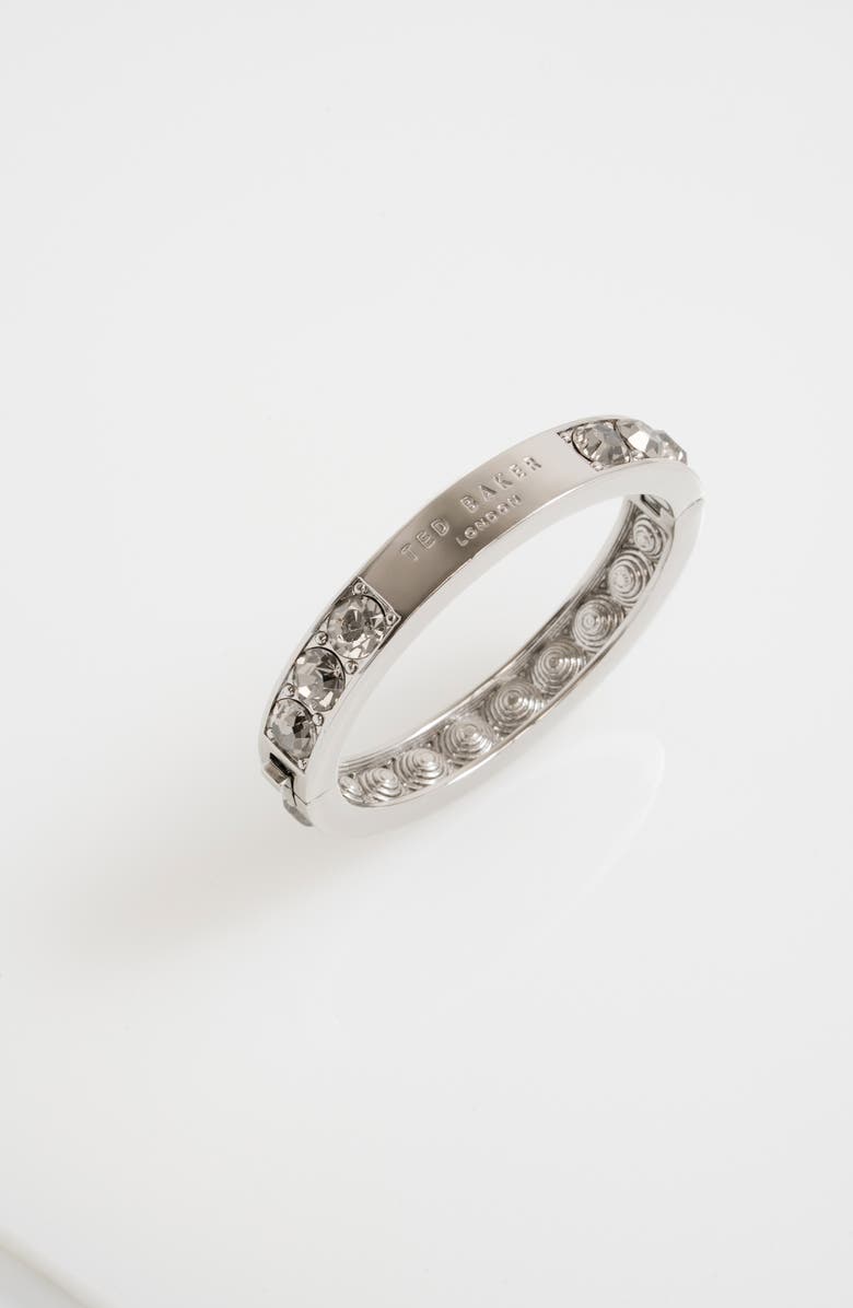 Ted Baker Rosie Crystal Hinged Bangle Bracelet, Alternate, color, Silver Tone / Smoked Crystal