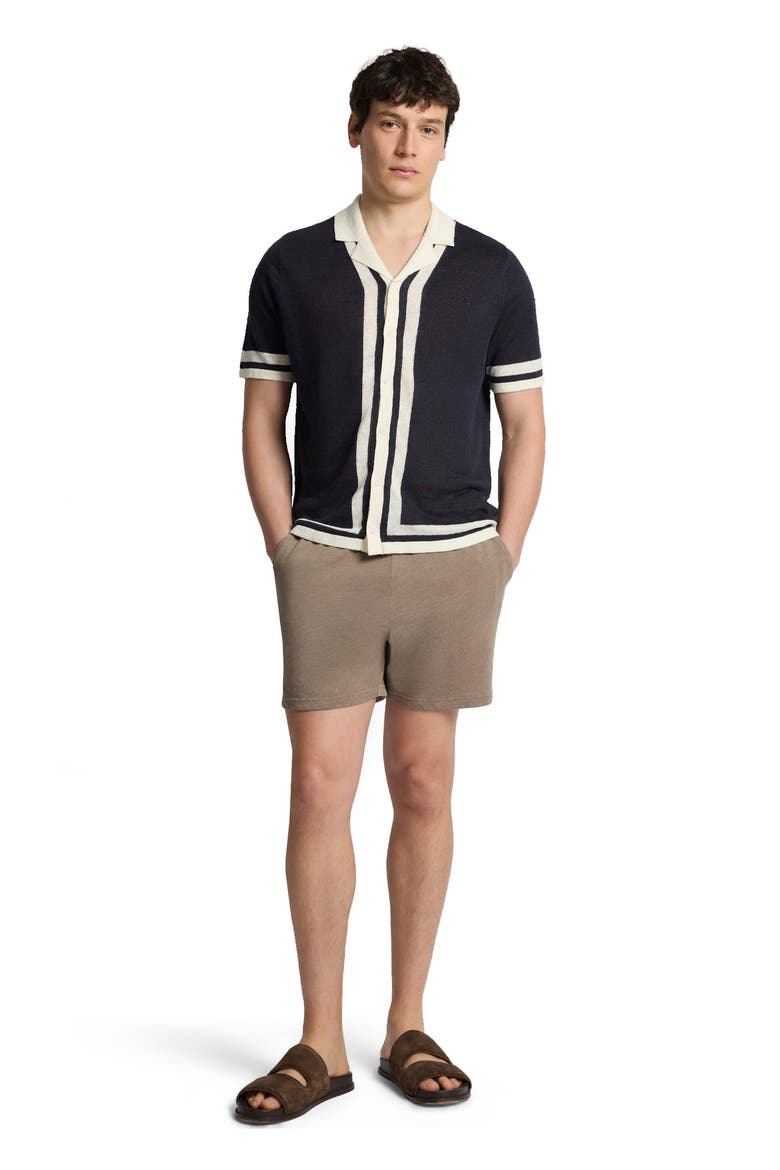 Linen Knit Camp Short Sleeve Shirt, Main, color, Midnight/Egret