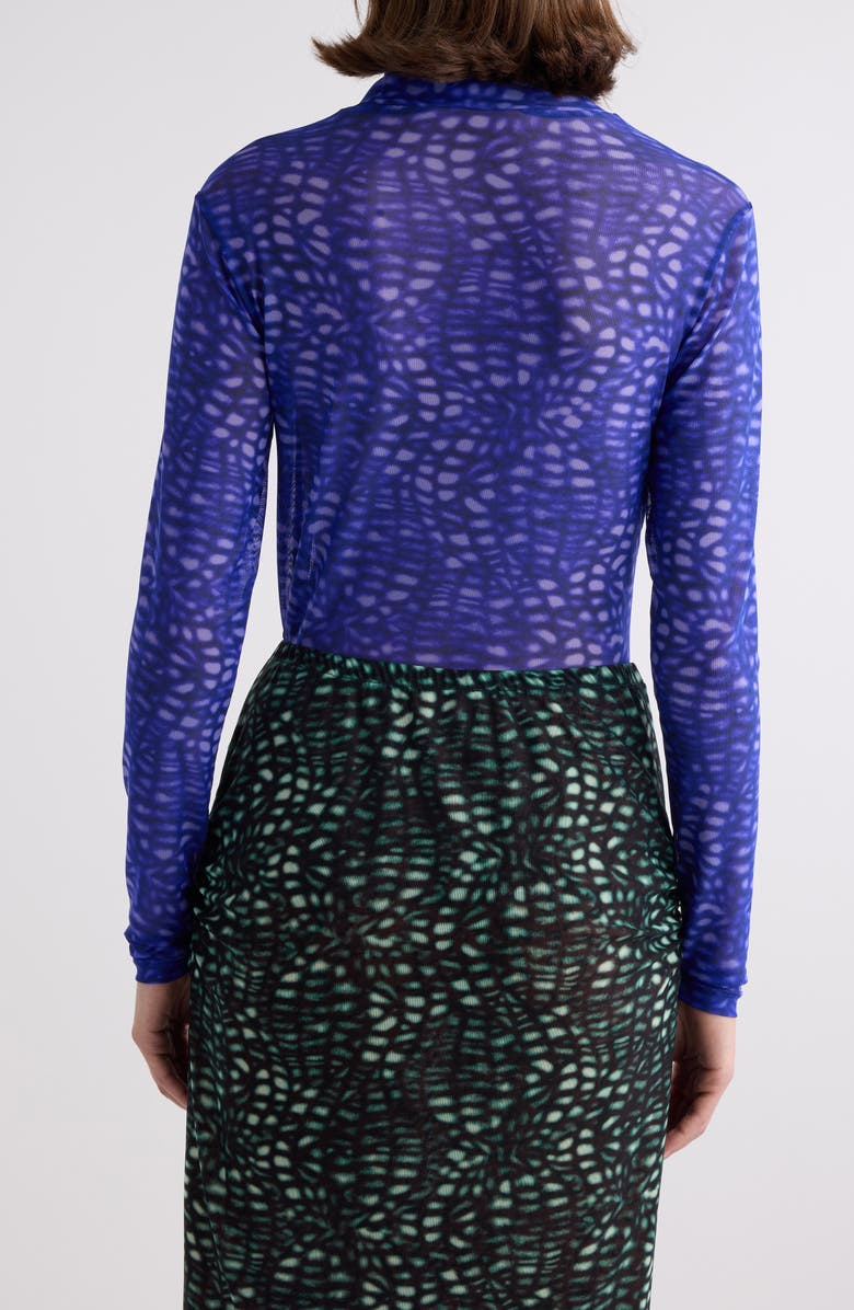 Dries Van Noten Hoyser Print Mesh Turtleneck Top, Alternate, color, 