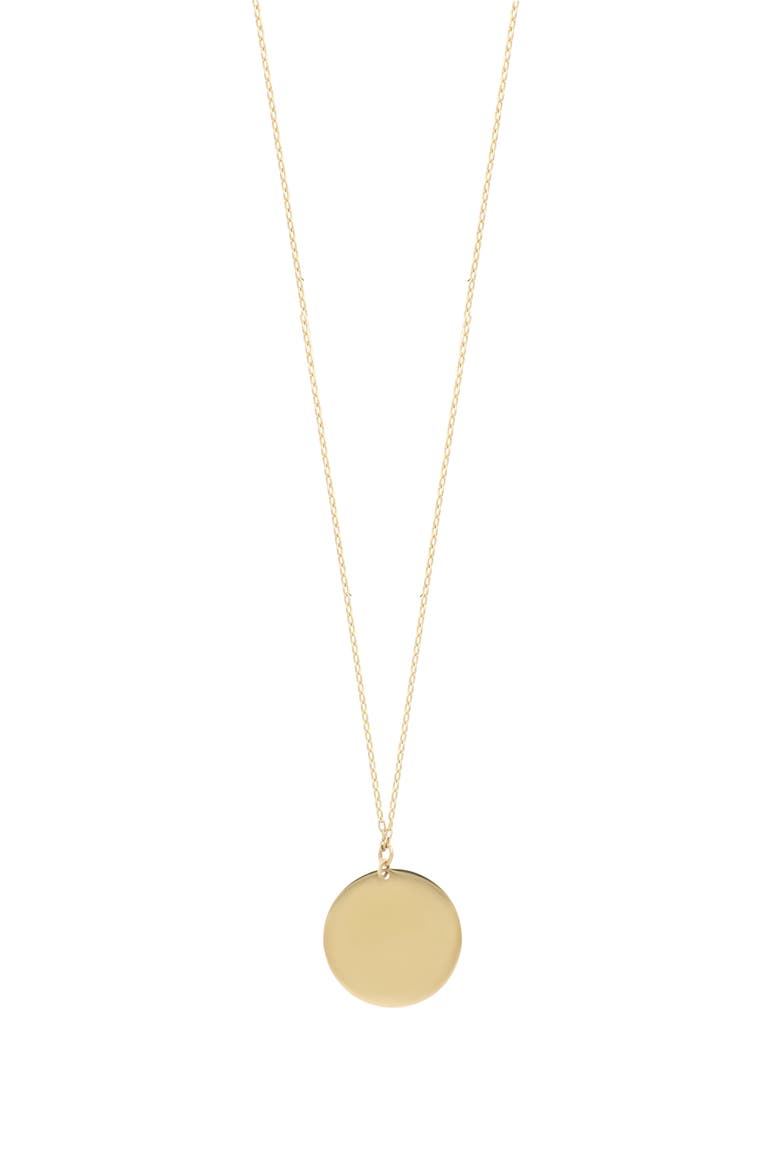 14K Gold Engravable Dog Tag Disc Pendant Necklace (Nordstrom Exclusive), Main, color, 14K YELLOW GOLD - FONT 1