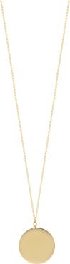 Bony Levy 14K Gold Engravable Dog Tag Disc Pendant Necklace
