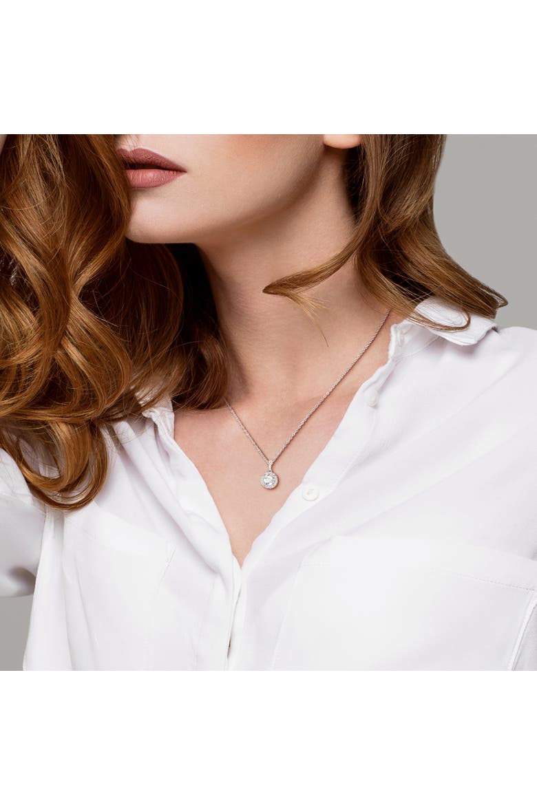 Lab-Grown Diamond Halo Pendant Necklace, Alternate, color, Sterling silver