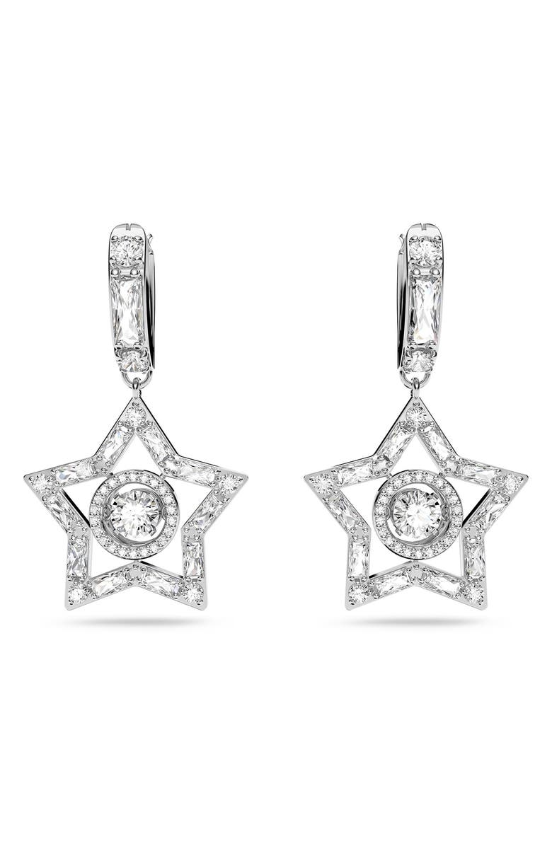 Swarovski Angelic Stella Star Drop Earrings, Alternate, color, Silver