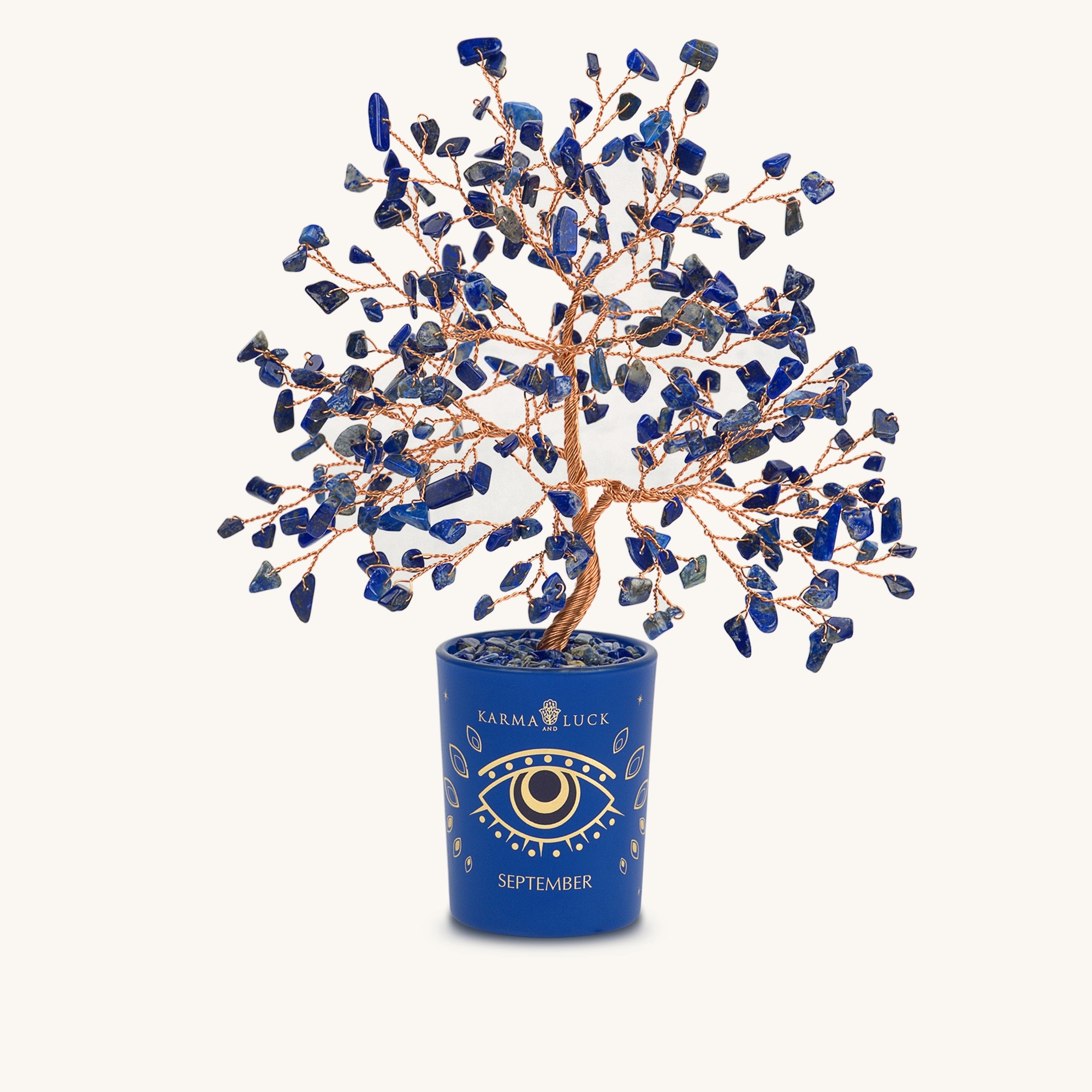 Karma and Luck Intuitive Charm Lapis September Birthday Tree - Blue