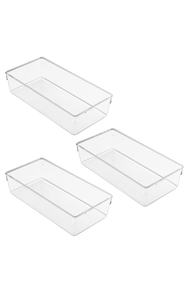 iDesign Plastic Dresser Drawer Organizer for Bedroom - Set of 3 - Clear, Main, color, Clear