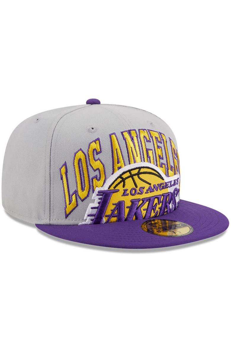 New Era Men's New Era Gray/Purple Los Angeles Lakers Tip-Off Two-Tone 59FIFTY Fitted Hat, Alternate, color, Gray