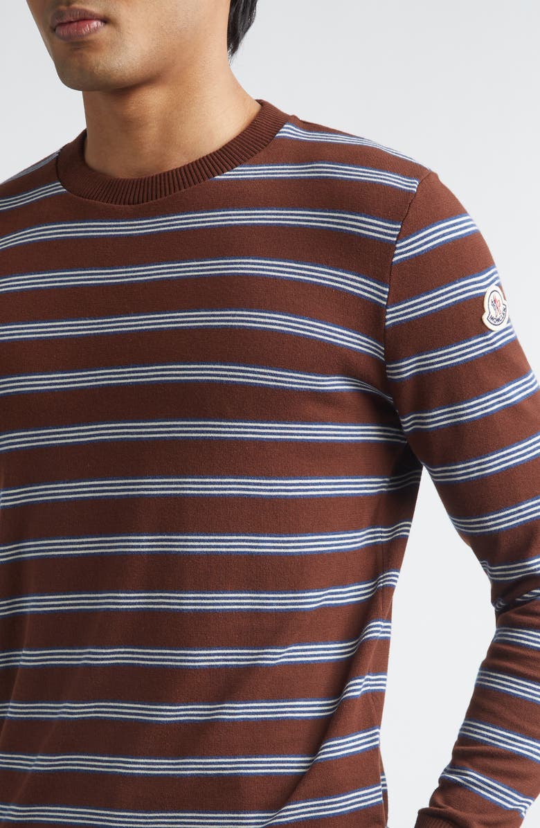 Moncler Stripe Long Sleeve T-Shirt, Alternate, color, Brown