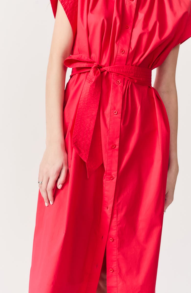 DELUC Cancela Cap Sleeve Cotton Poplin Shirtdress, Alternate, color, Red