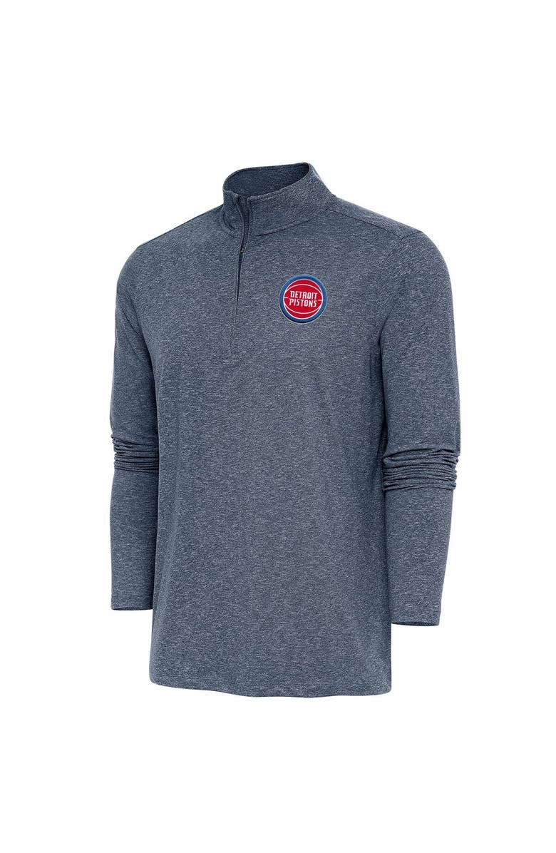 ANTIGUA Men's Antigua  Heather Navy Detroit Pistons Hunk Quarter-Zip Pullover Top, Main, color, 