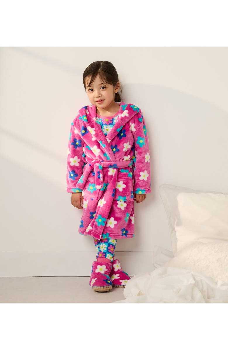 Hatley Kids' Daisy Print Hooded Fleece Robe, Alternate, color, 