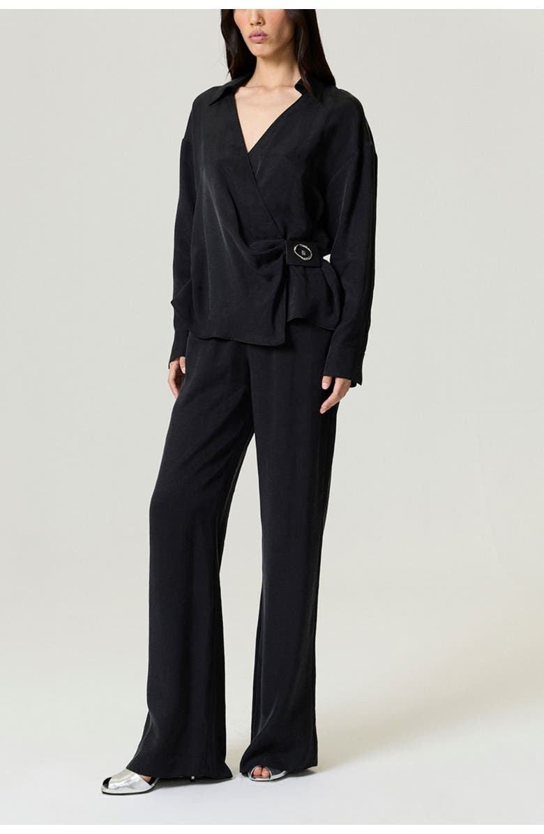 Nocturne Relaxed Fluid Pants with Elastic Waist, Alternate, color, Black