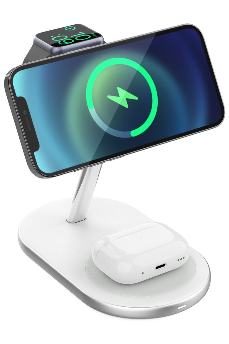 15W ULTRAFAST 3-in-1 Wireless Charging Stand, Main, color, White