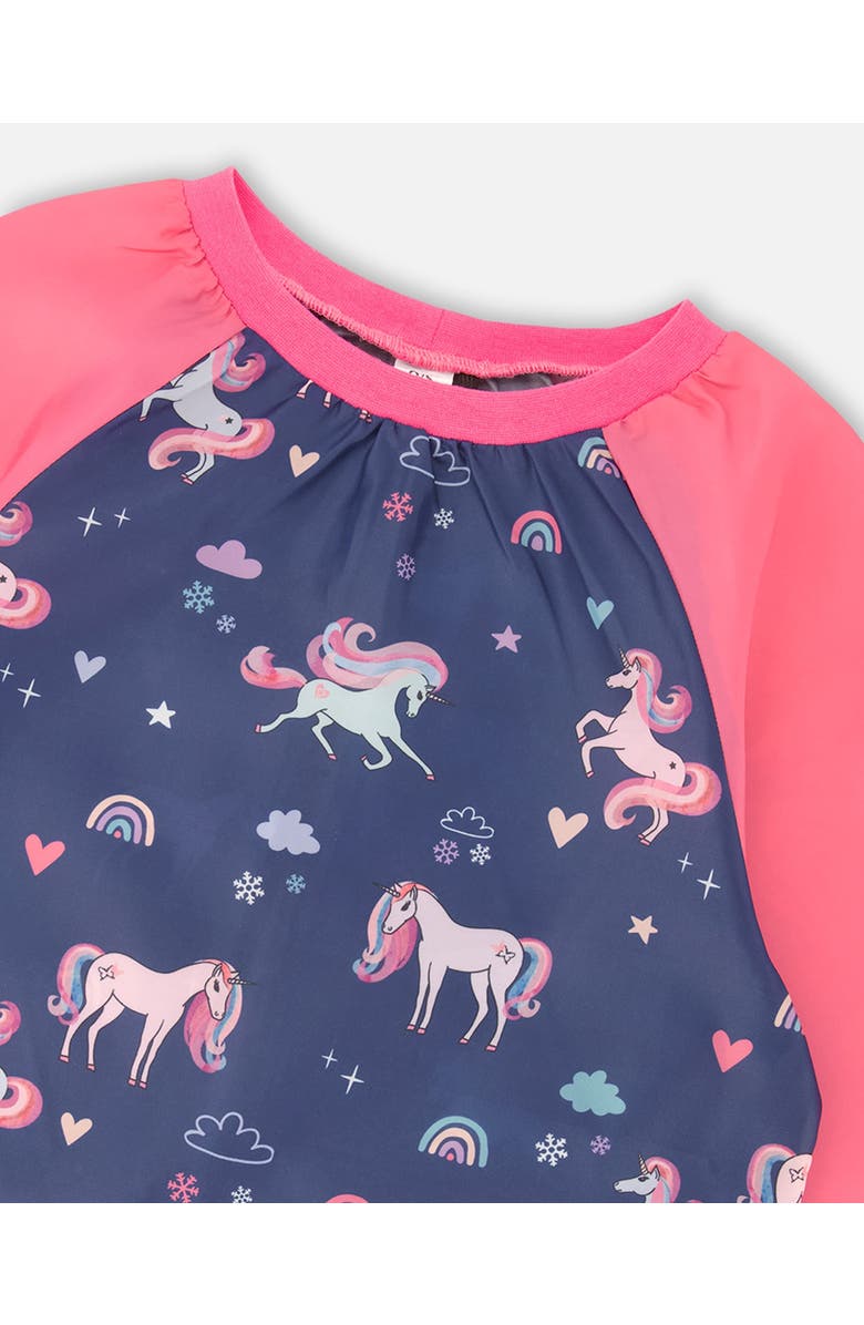 Deux par Deux School Apron Unicorn, Alternate, color, Navy