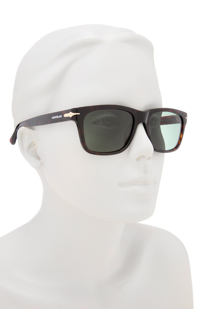 Montblanc 54mm Square Sunglasses, Alternate, color, Havana Havana Green