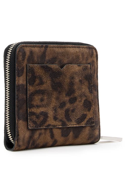 Allsaints Womens Leopard Brown Lena Leopard Zipped Leather Wallet In Brown