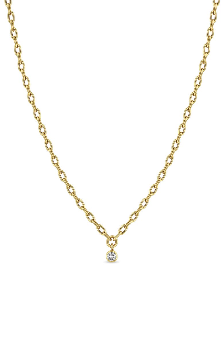 Zoë Chicco Diamond Bezel Short Pendant Necklace, Main, color, 