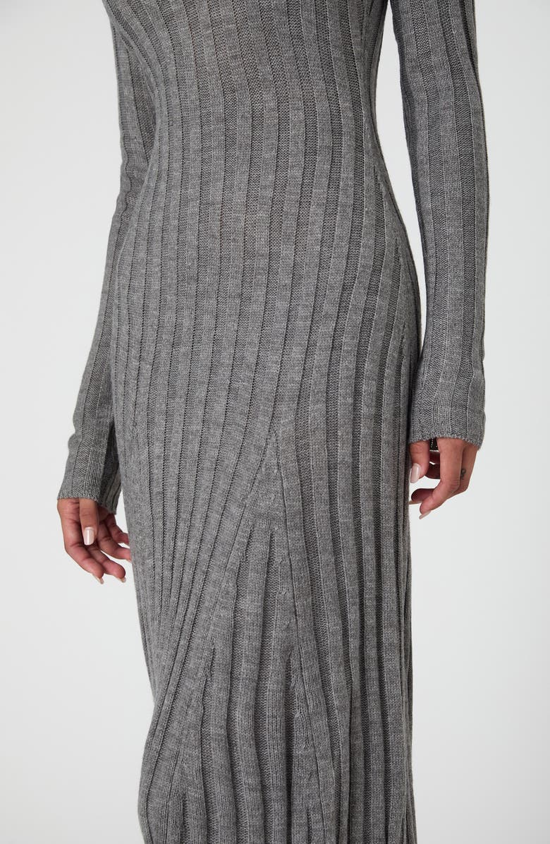 French Connection Long Sleeve Rib Maxi Sweater Dress, Alternate, color, Mid Grey Melange