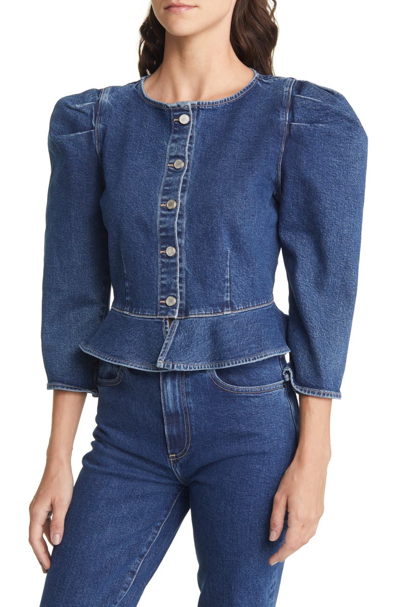 LE JEAN Luella Peplum Denim Jacket, Main, color,
