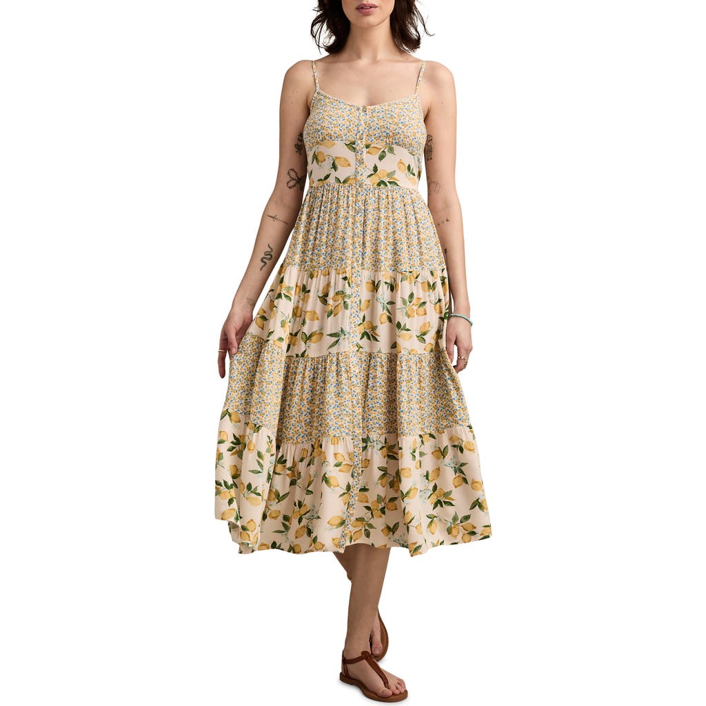 LUCKY BRAND LUCKY BRAND MIX PRINT TIERED MIDI DRESS