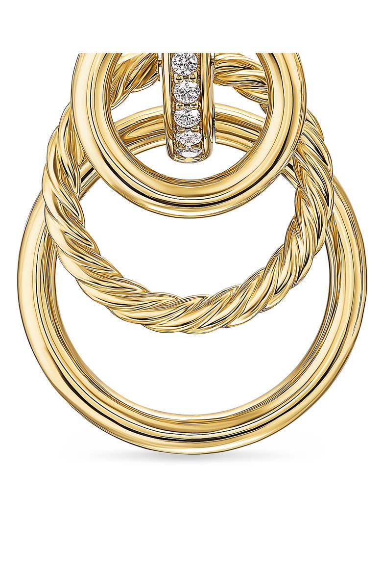 Mercer® Triple Ring Drop Earrings in 18K Yellow Gold with Diamonds, 35.6mm, Alternate, color, GOLD/ DIAMOND