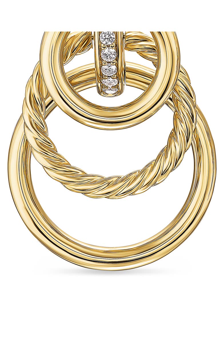 David Yurman Mercer<sup>®</sup> Triple Ring Drop Earrings in 18K Yellow Gold with Diamonds, 35.6mm, Alternate, color, Gold/ Diamond
