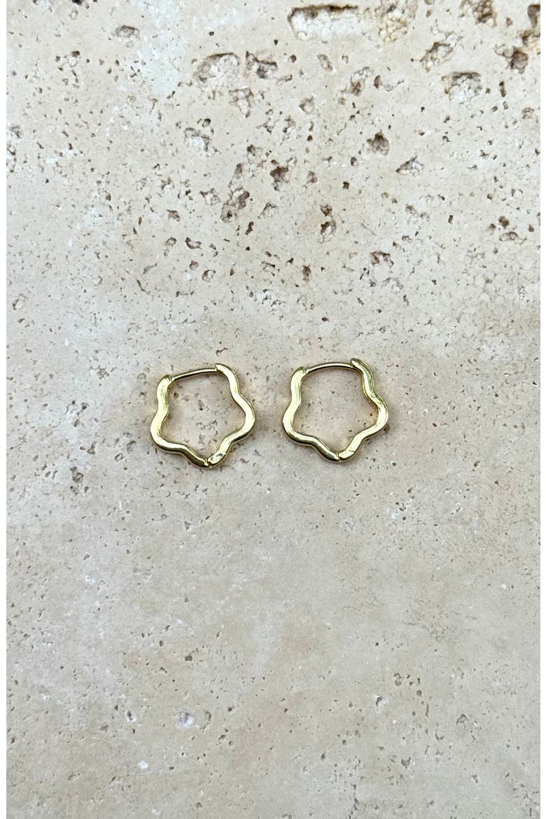 Flower Shaped Huggie Hoop Earrings, Alternate, color, GOLD