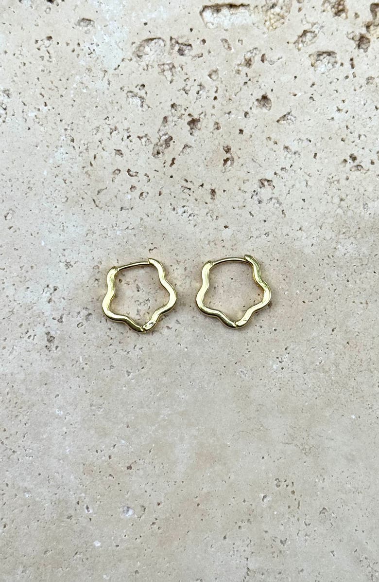 Adornia Flower Shaped Huggie Hoop Earrings, Alternate, color, Gold