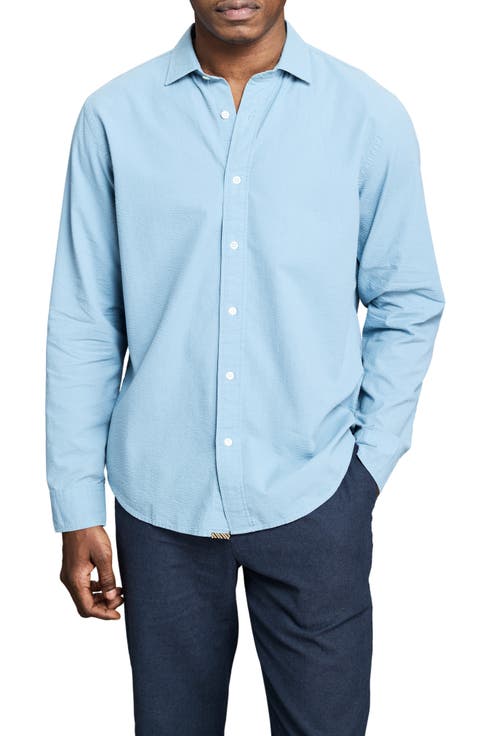 Cedar Seersucker Button-Up Shirt