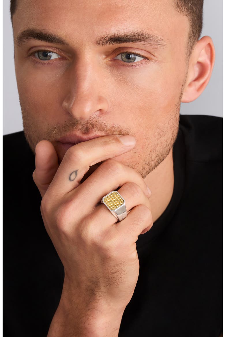 Men's Anthem Caviar Signet Ring, Alternate, color, TWO-TONE