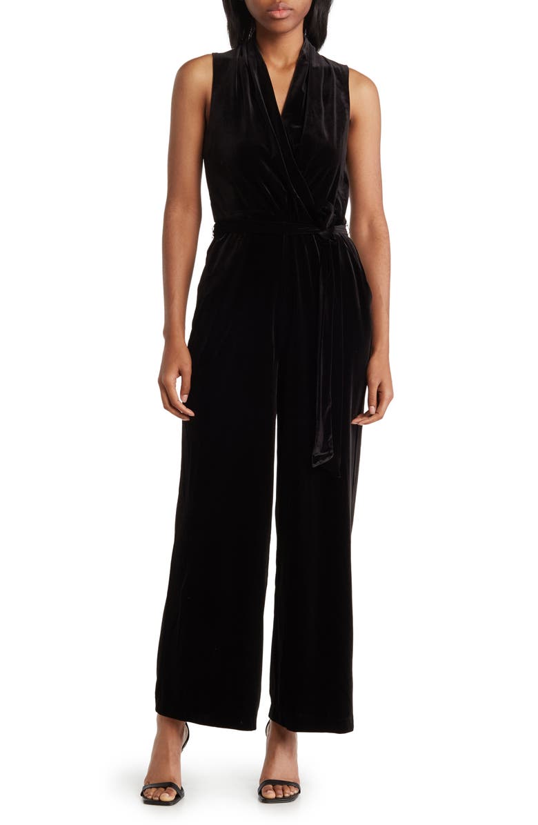 Vince Camuto Velvet Surplice Jumpsuit, Main, color, 