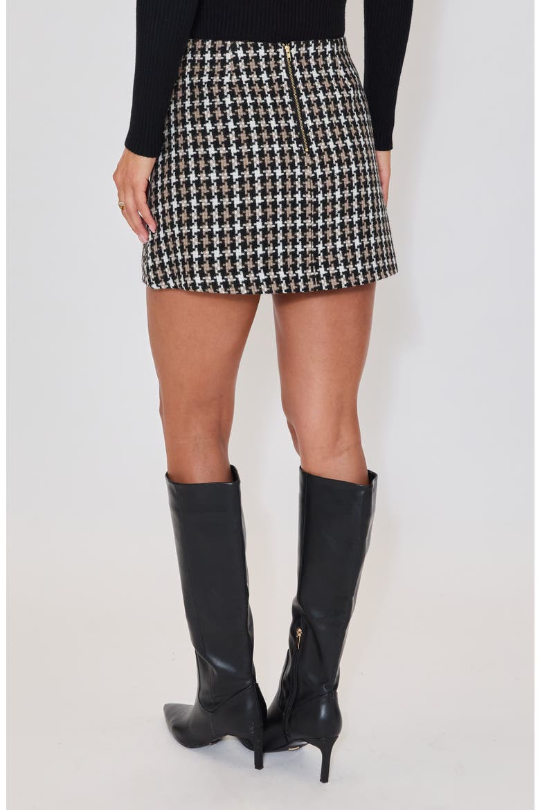 Modern Prep Textured Check Miniskirt, Alternate, color, BLACK/ TAUPE