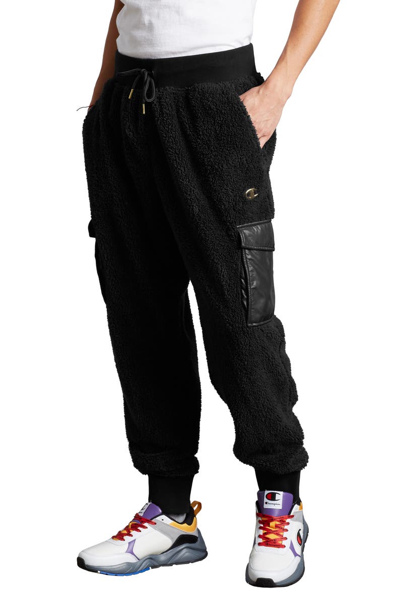 Champion Faux Fur Cargo Sweatpants, Main, color, 
