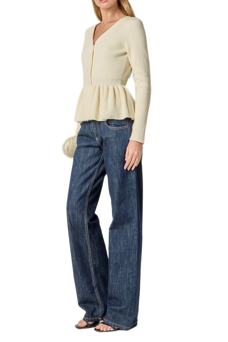 Peplum Rib Top, Alternate, color, WHITE