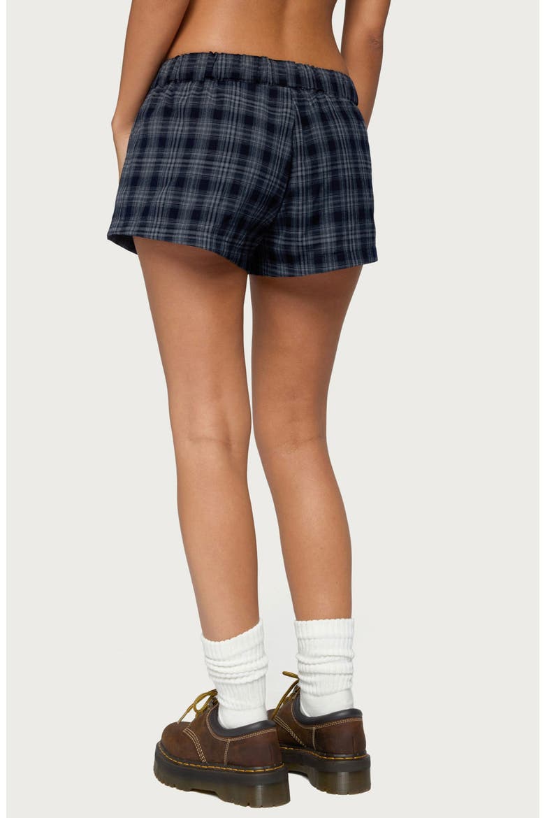 Alessa Plaid Pull-On Shorts, Alternate, color, DARK-BLUE