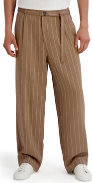 KARL LAGERFELD PARIS Relaxed Fit Stripe Belted Pants