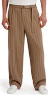 KARL LAGERFELD PARIS Relaxed Fit Stripe Belted Pants