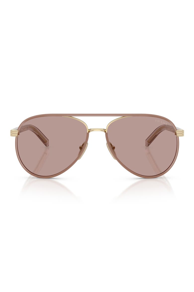 59mm Pilot Sunglasses, Main, color, PALE GOLD/ LIGHT PURPLE BROWN