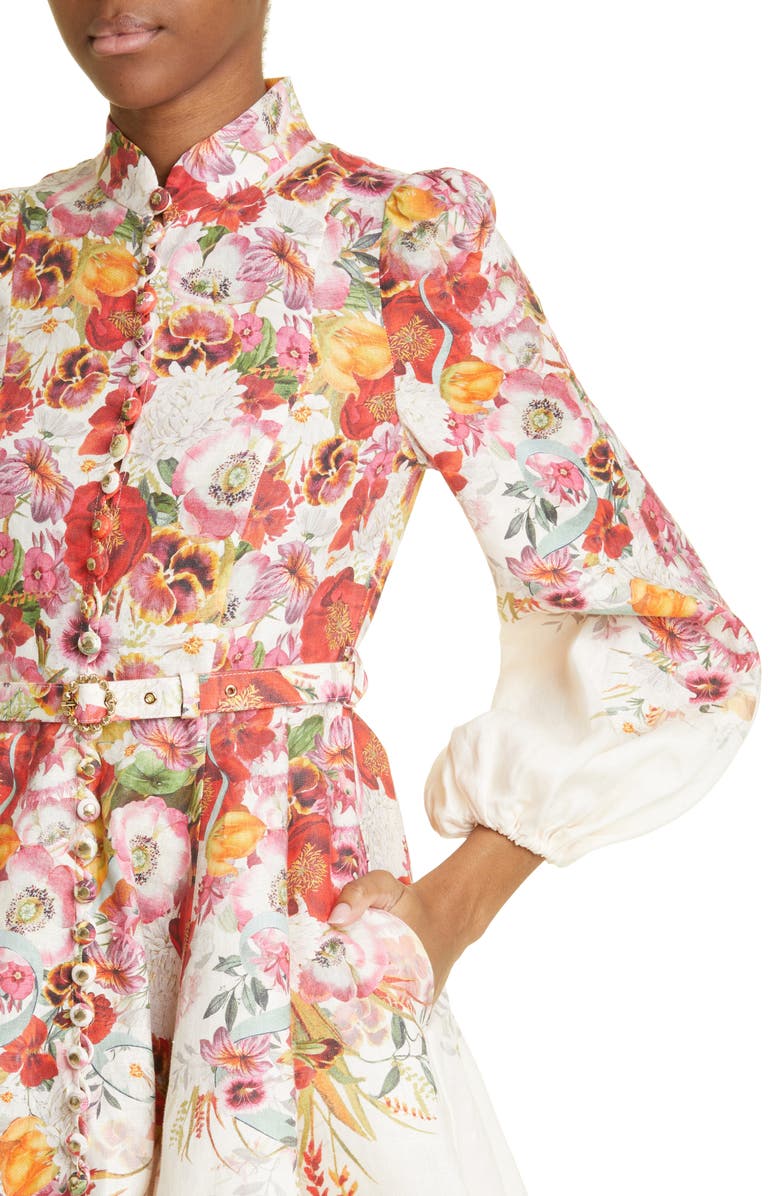 Zimmermann Wonderland Floral Long Sleeve Linen Dress | Nordstrom