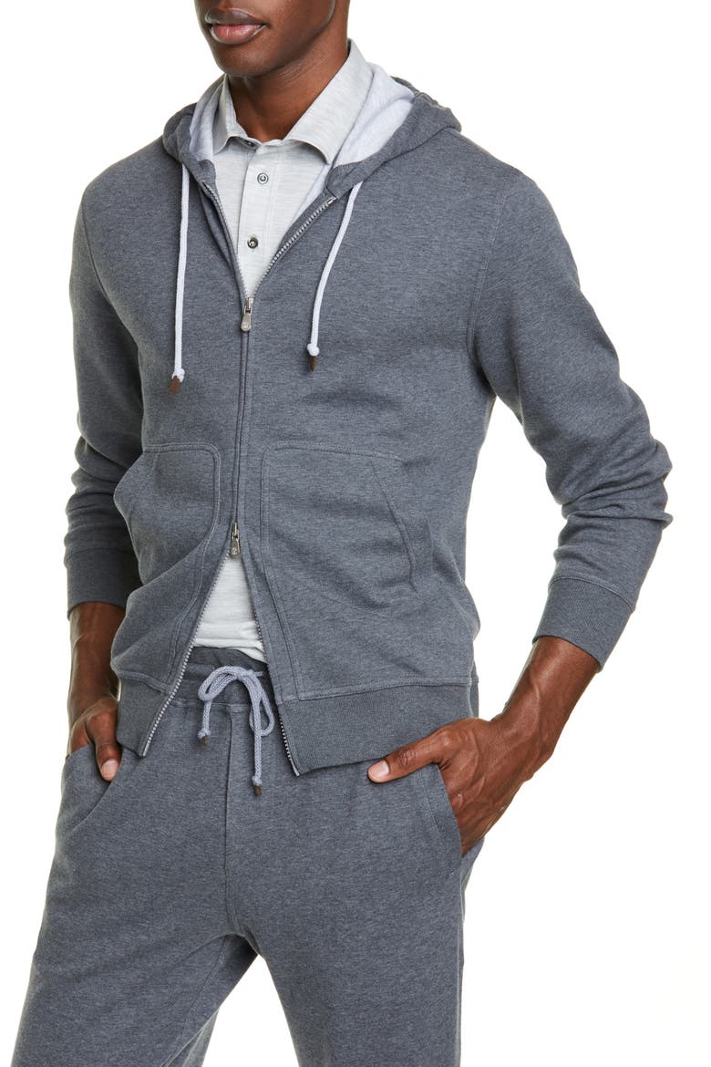 Leisure Hooded Cotton Blend Sweatshirt, Alternate, color, GREY