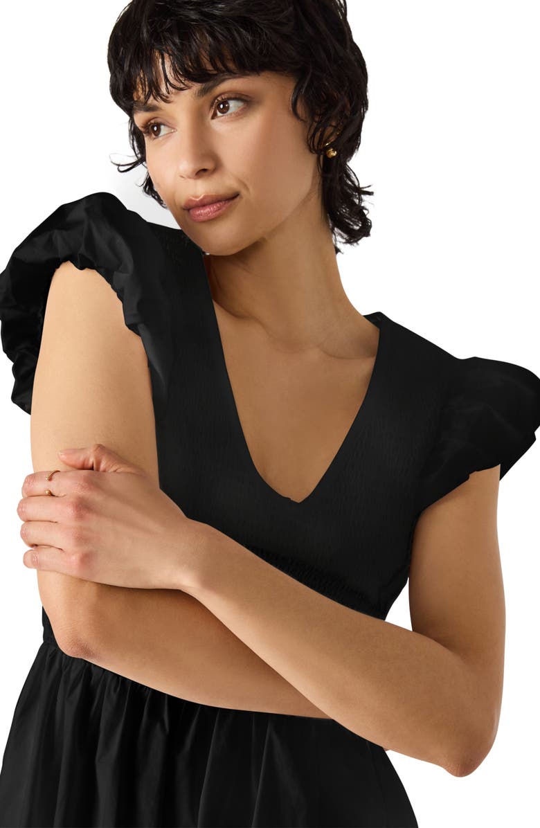 Steve Madden Smocked Puff Sleeve Midi Dress, Alternate, color, 