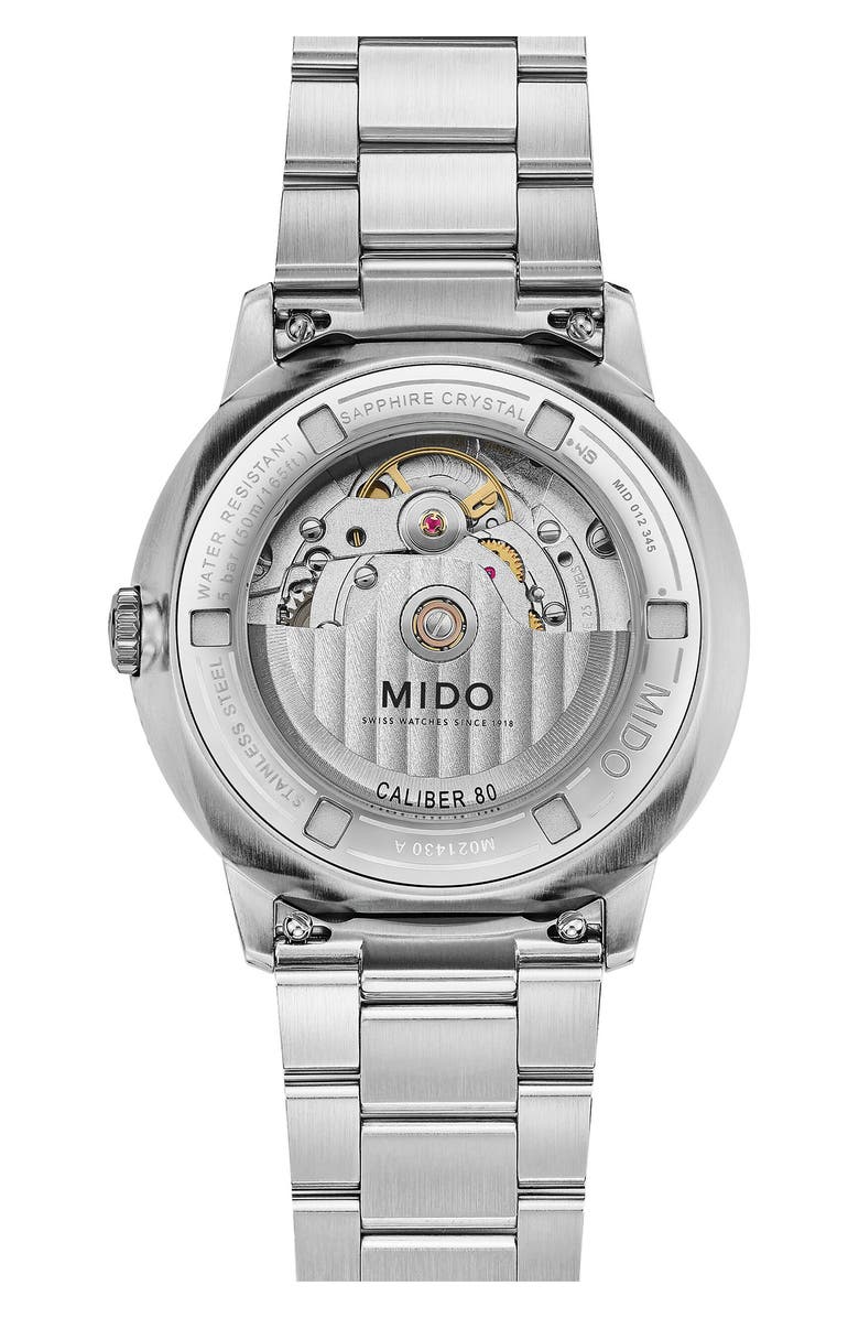 MIDO Commander Datoday Automatic Bracelet Watch, 40mm, Alternate, color, Silver/ Silver