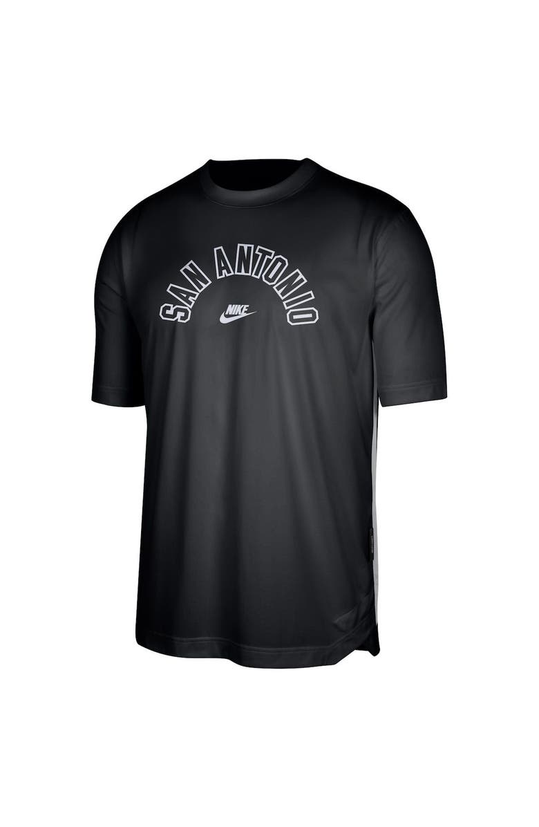 Nike Men's Nike Black San Antonio Spurs Hardwood Classics Pregame Warmup Shooting Performance T-Shirt, Alternate, color, 