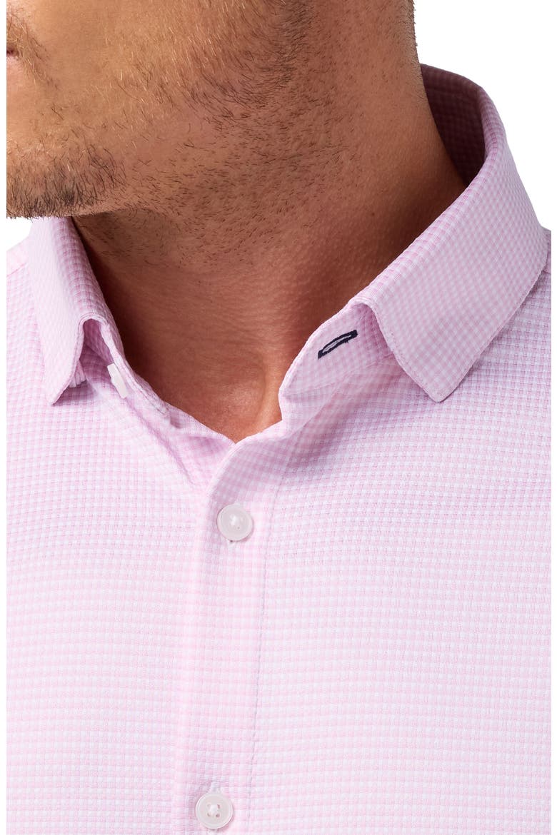 Haylard Trim Fit Pink Gingham Textured Knit Button-Up Shirt, Alternate, color, PINK SALT PETER GINGHAM