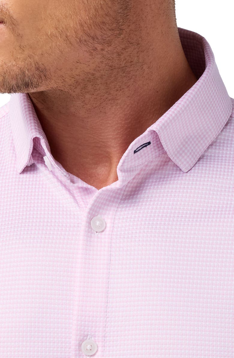 Mizzen+Main Haylard Trim Fit Pink Gingham Textured Knit Button-Up Shirt, Alternate, color,