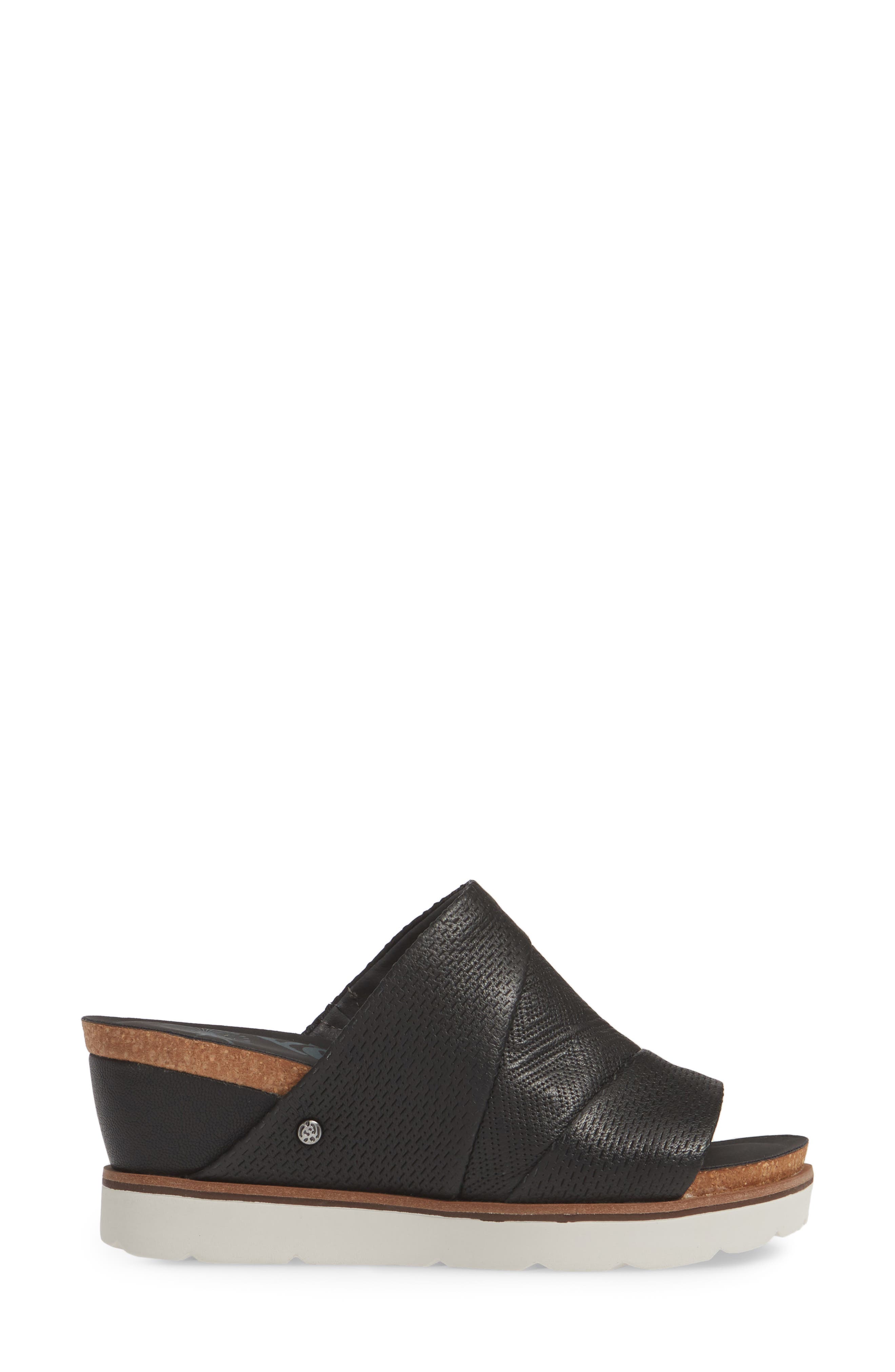 Earthshine Wedge Sandal, Alternate, color, BLACK LEATHER